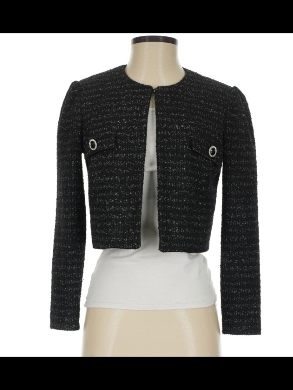 Taylor Black and Gray Textured Tweed Jacket